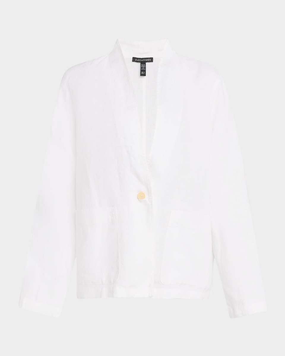Single-Button Organic Linen Jacket